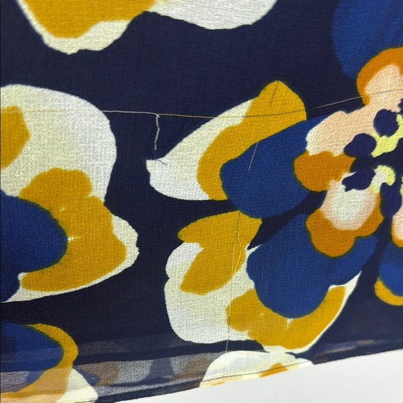 CAbi Floral Blue Yellow and White 3/4 Sleeve Blouse Size Medium - Picture 7 of 7